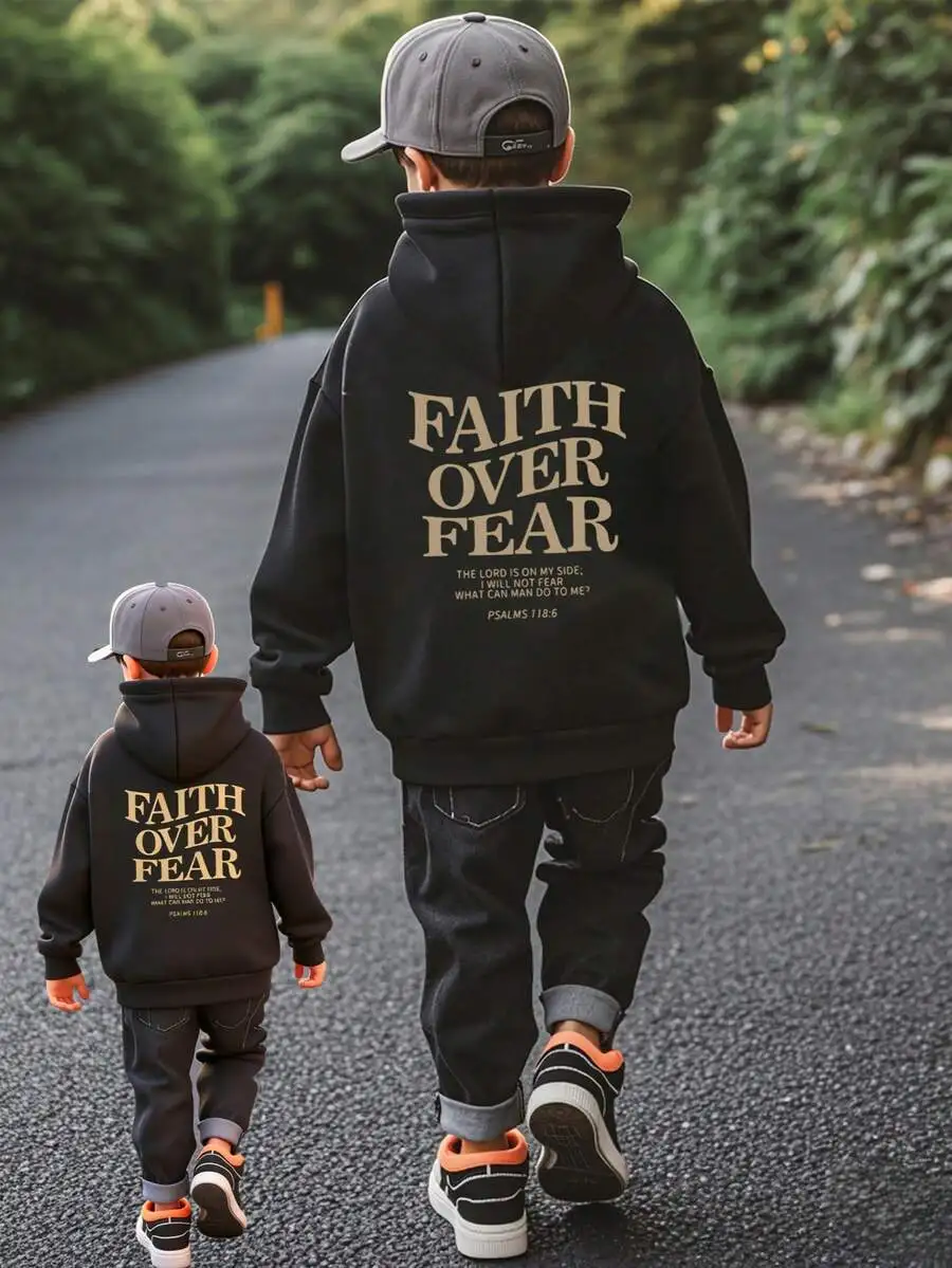 

Kids Unisex Hoodie with Inspirational Graphic Print, Soft Fleece Pullover for Autumn Winter