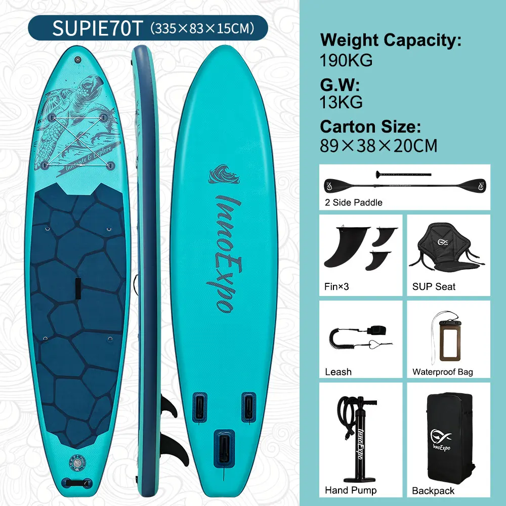 InnoExpo Opblaasbaar Stand Up Paddle Board Paddleboard Surfplank Surf Sup Board 320-350CM Antislip Watersport Paddle Board