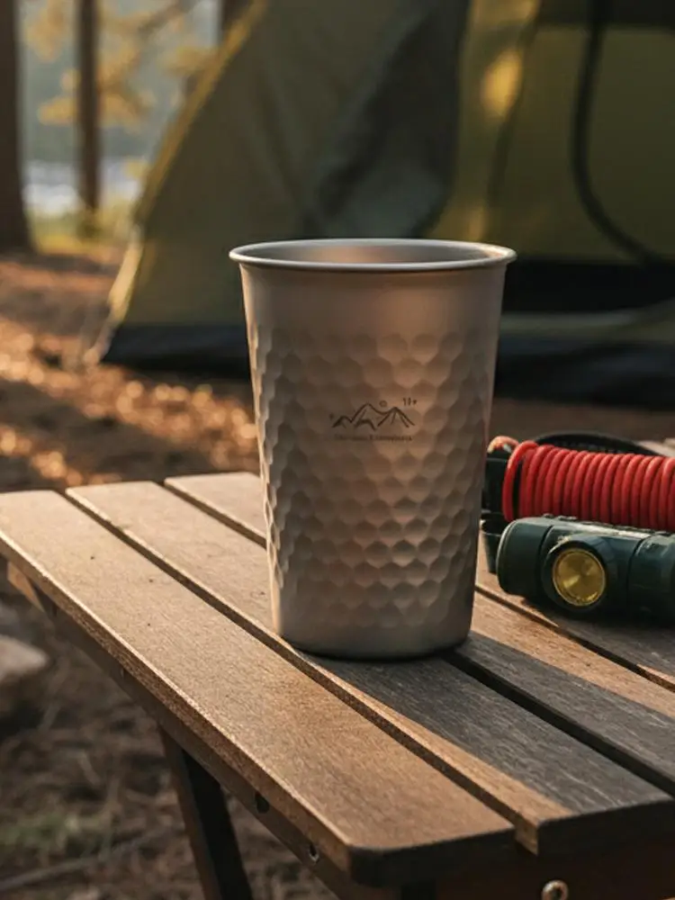 350-600ml Reine Titan-Trinkbecher, Ultraleichte Kaffee- und Saftbecher für Zuhause, Outdoor, Camping, Picknick, Bierbecher