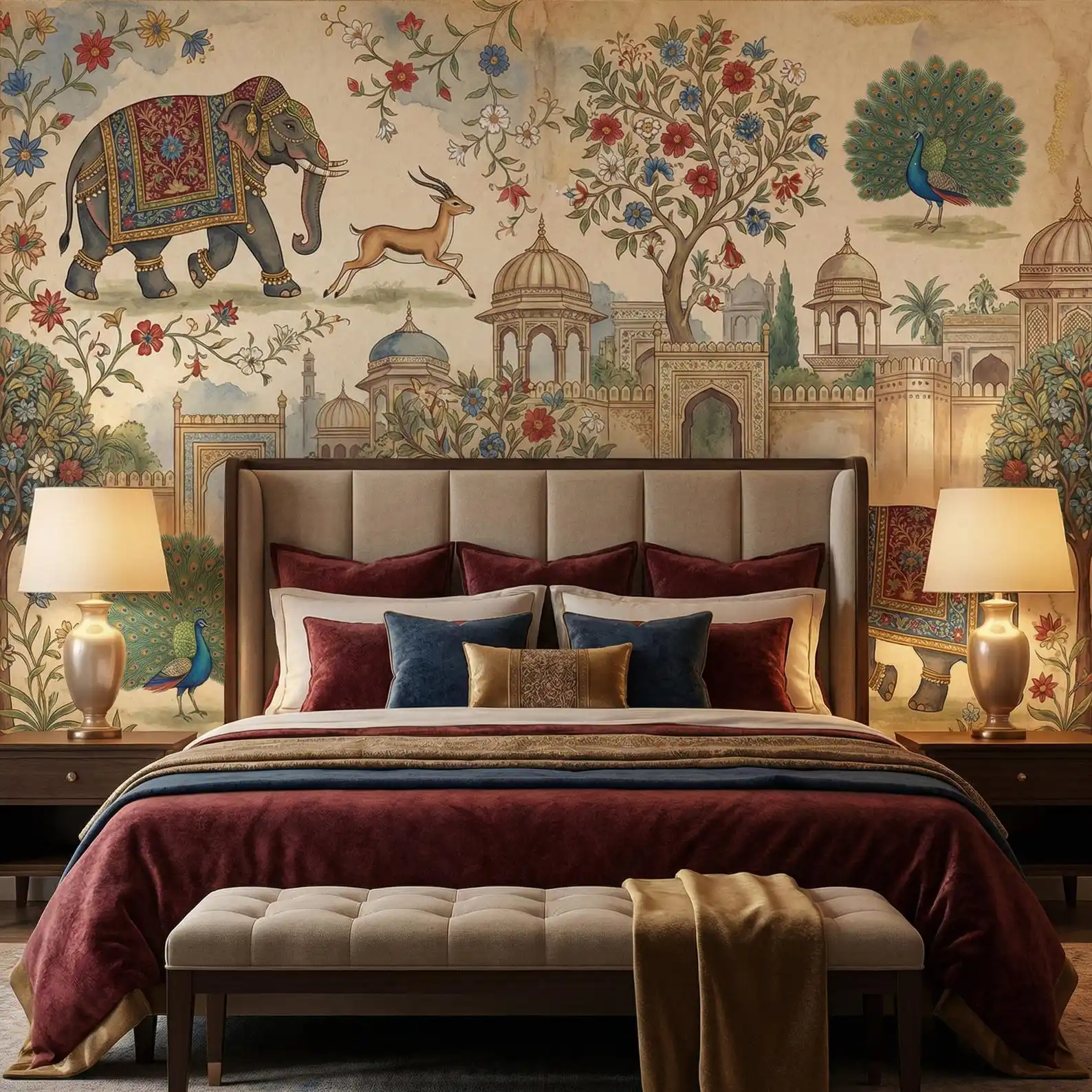 Customized Wallpaper Vintage European Architecture Elephant Flower Wallpaper Living Room Bedroom Dining Room 3d wallpaper