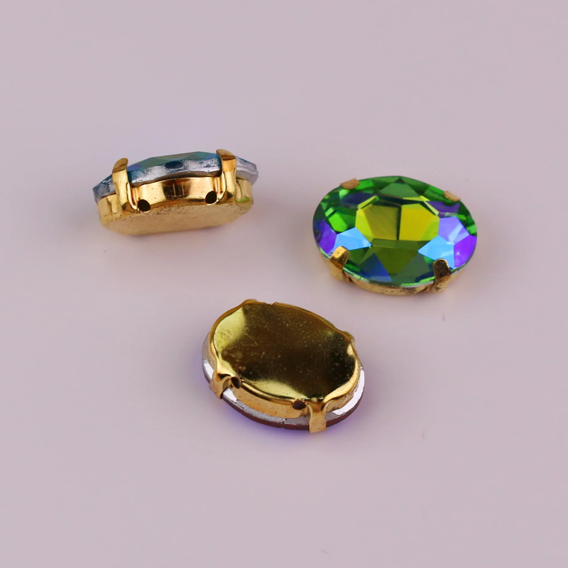 AB Farben Gold Krallenfassungen 7 Größen Ovale Form Aufnähbare Glas Kristall Strass Perlen Hochzeitskleid Zubehör Verzierung – Detail 2