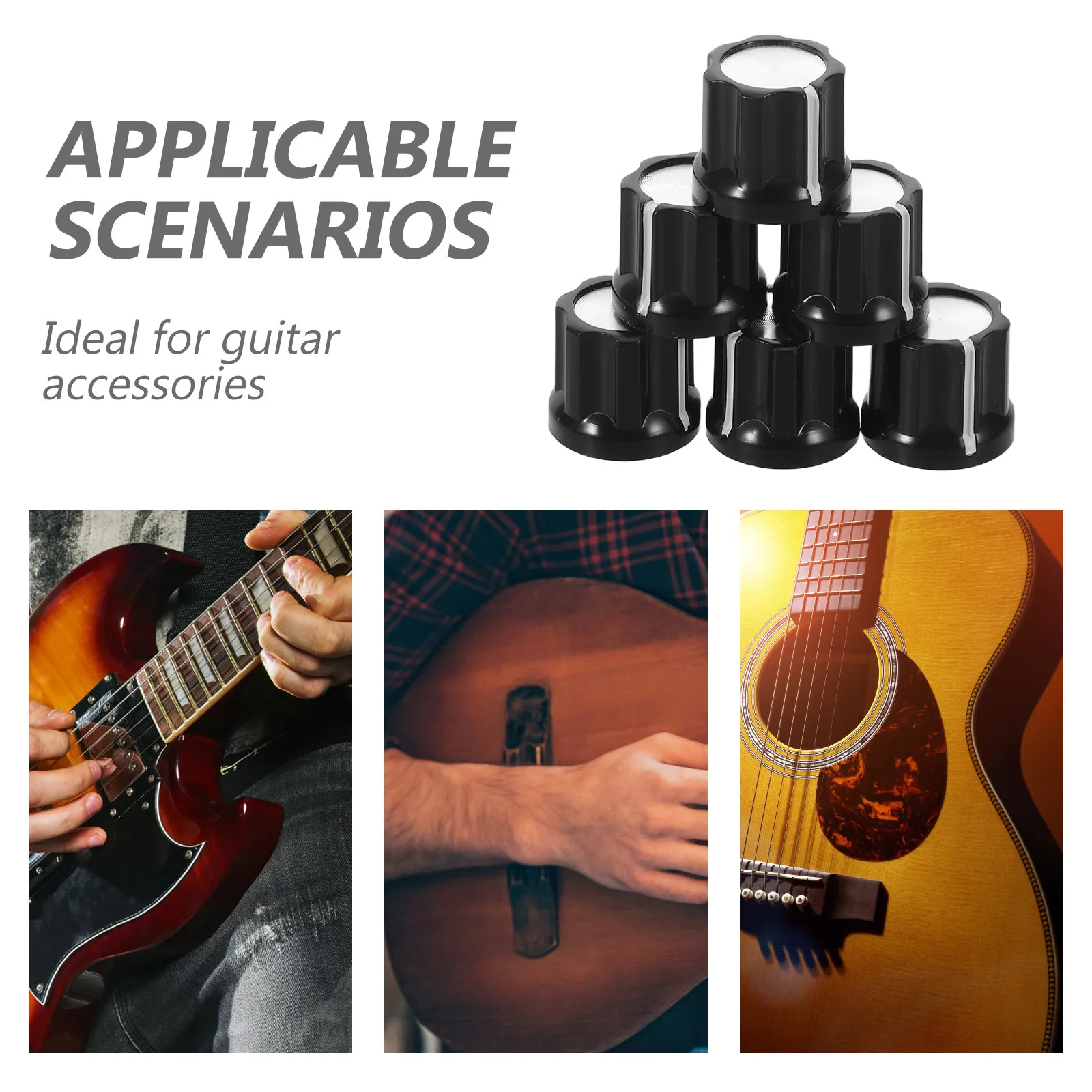 

12 шт. пластиковых D-образных колпачков для потенциометров электрогитары, для точной регулировки громкости и тембра, запасные части