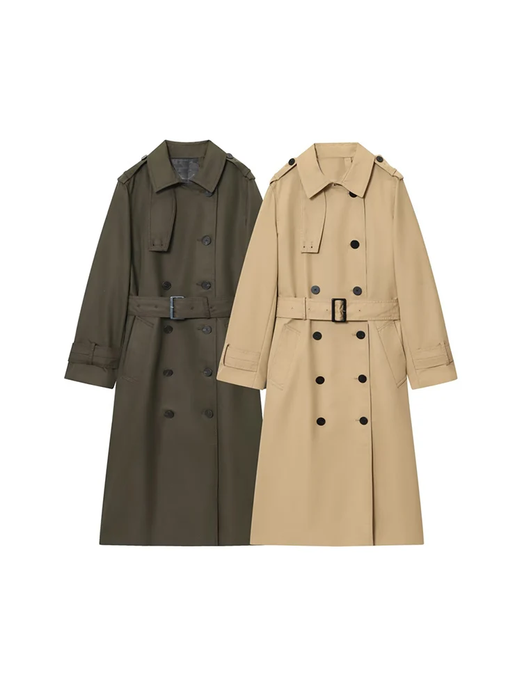 

Осенне-зимний женский новый стиль, темпераментный пояс, украшение, двубортный водонепроницаемый двубортный плащ, куртка