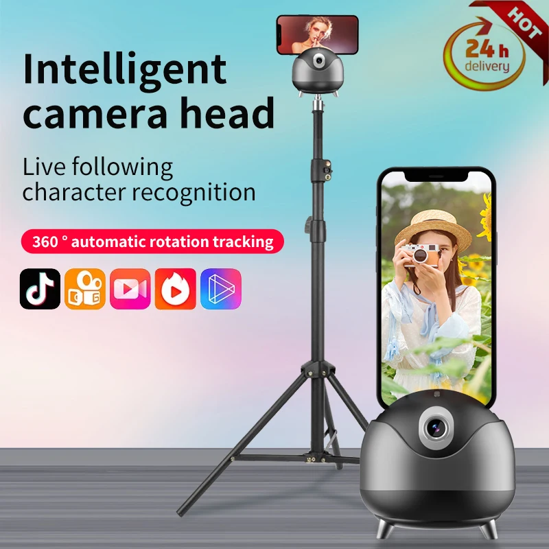 Q8 Auto Face Tracking Gimbal Stabilizer AI Follow-Up Video Tripod Phone Tablet Tracking Holder 360 Rotation Selfie Stick