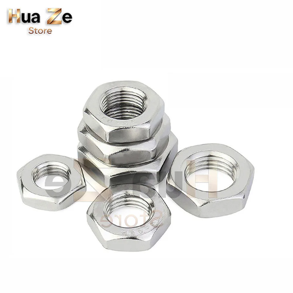 304 Stainless Steel Fine Thread Hex Nuts M6 M8 M10 M12 M14 M16 M18 M20 M22 M24-M30 Hexagonal Nut Pitch 0.5/0.75/1/1.25/1.5/2mm