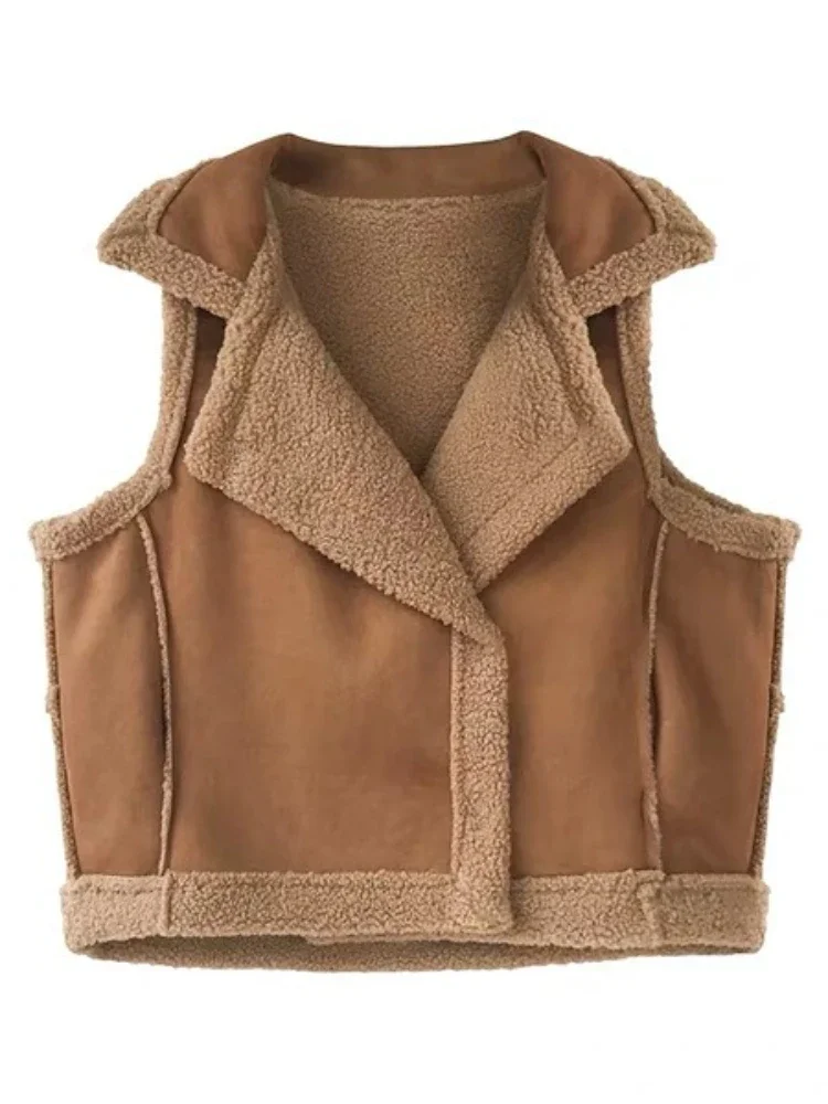 2024 Women\'s Winter Lamb Wool Sheepskin Vest Coat Fur One-piece Thickened Jacket Women\'s Casual Keep Warm Vest Fashion Jackets