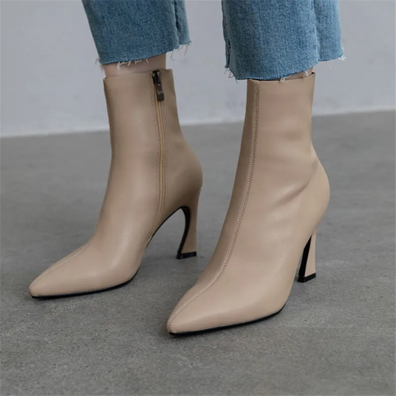 Autumn/Winter Women Boots Pointed Toe Thin Heel Shoes Microfiber Shoes High Heel Shoes Concise Modern Boots ботинки женские