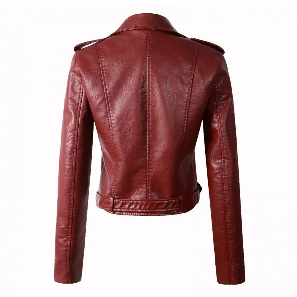 

Осенняя короткая куртка из искусственной кожи, женская базовая куртка 2025 года, модная мягкая мотоциклетная куртка на молнии из искусственной кожи, женское уличное пальто