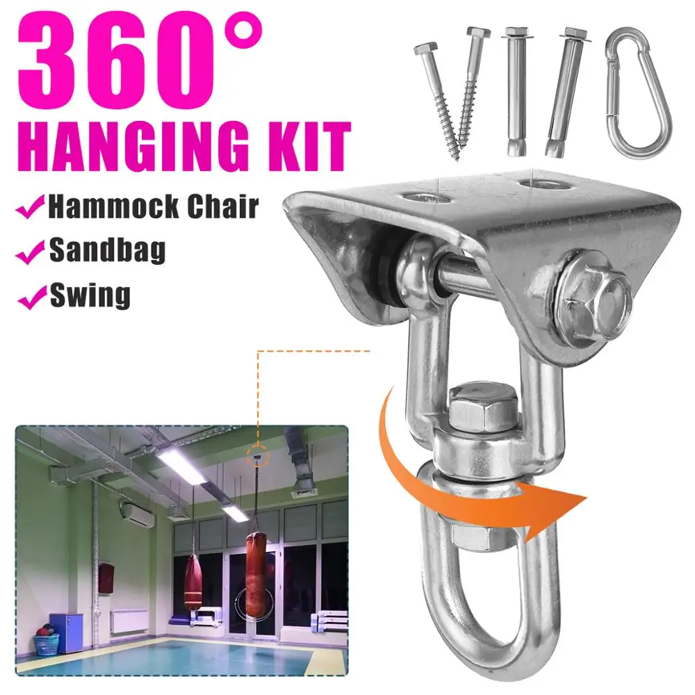 

360° Hammock Chair Hanging Kit Ceiling Mount Spring Snap Swivel Hooks Hardware