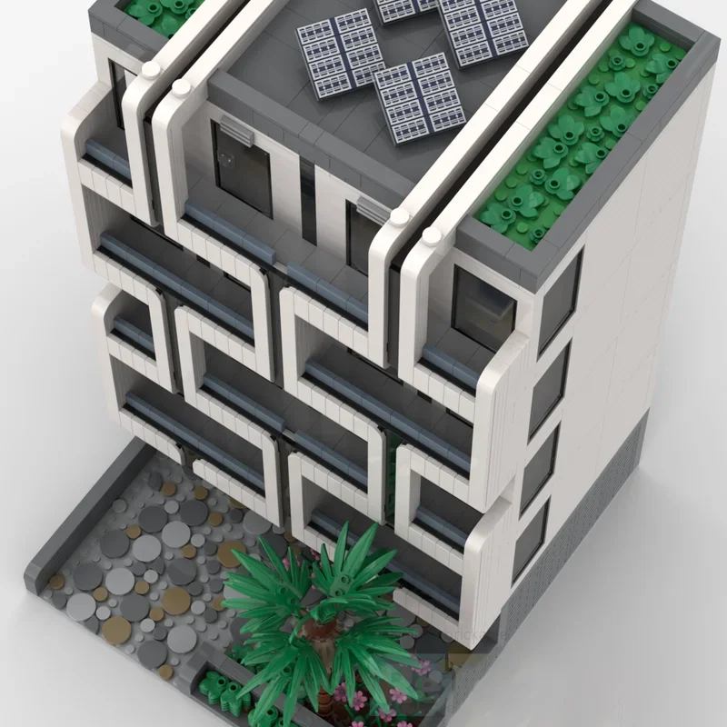 مدينة شارع عرض Moc اللبنات شقة مجمع وحدات نموذج التكنولوجيا الطوب DIY الإبداع لعب لهدايا العيد #5