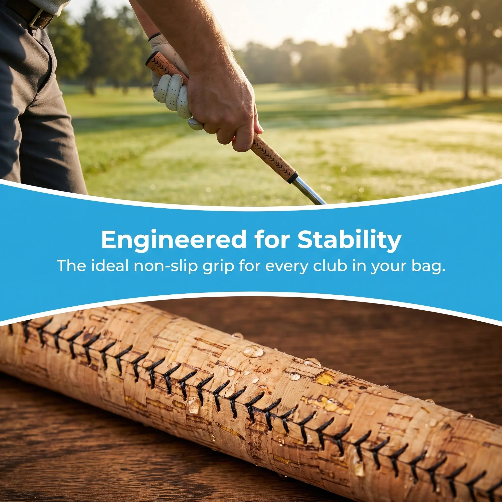 Portable Golf Grip Standard Size Non-Slip Tree Bark Texture Lightweight Easy-Clean Swinging Grip for Enhanced Stability and