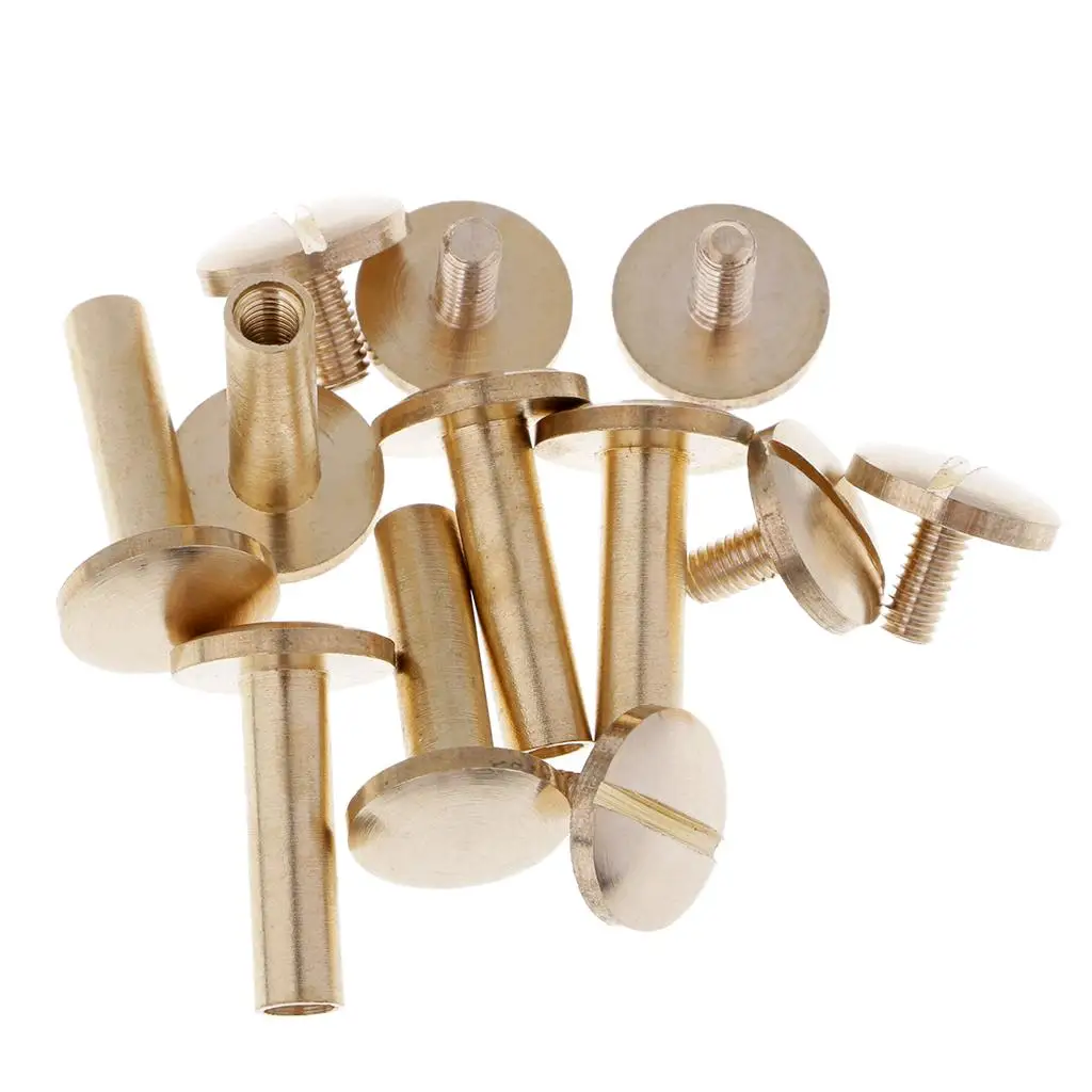 Solid Brass Rivets Round Head Stud Screwback Fasteners for Leather Tools Belts Wallets Handbags