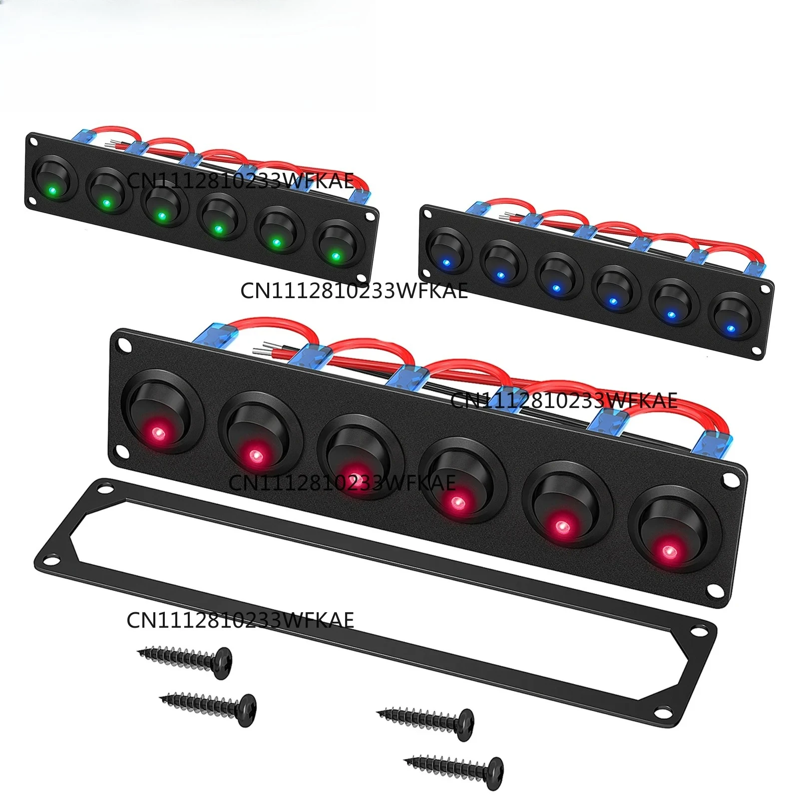 DaierTek 6 Gang Switch Panel 12V Rocker LED Switch Panel 3 Pin 12 VDC 20A SPST On-Off Switch for Marine Boat Car Jeep UTV Truck