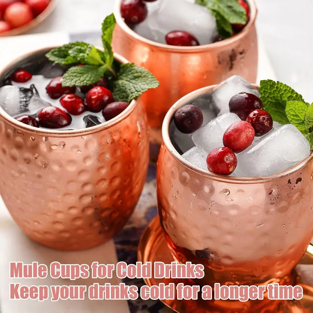 مجموعة مكونة من 24 كوبًا من الفولاذ المقاوم للصدأ مطلي بالنحاس والذهب الوردي سعة 12 أونصة للمشروبات الباردة والبيرة والنبيذ والحفلات والهدايا