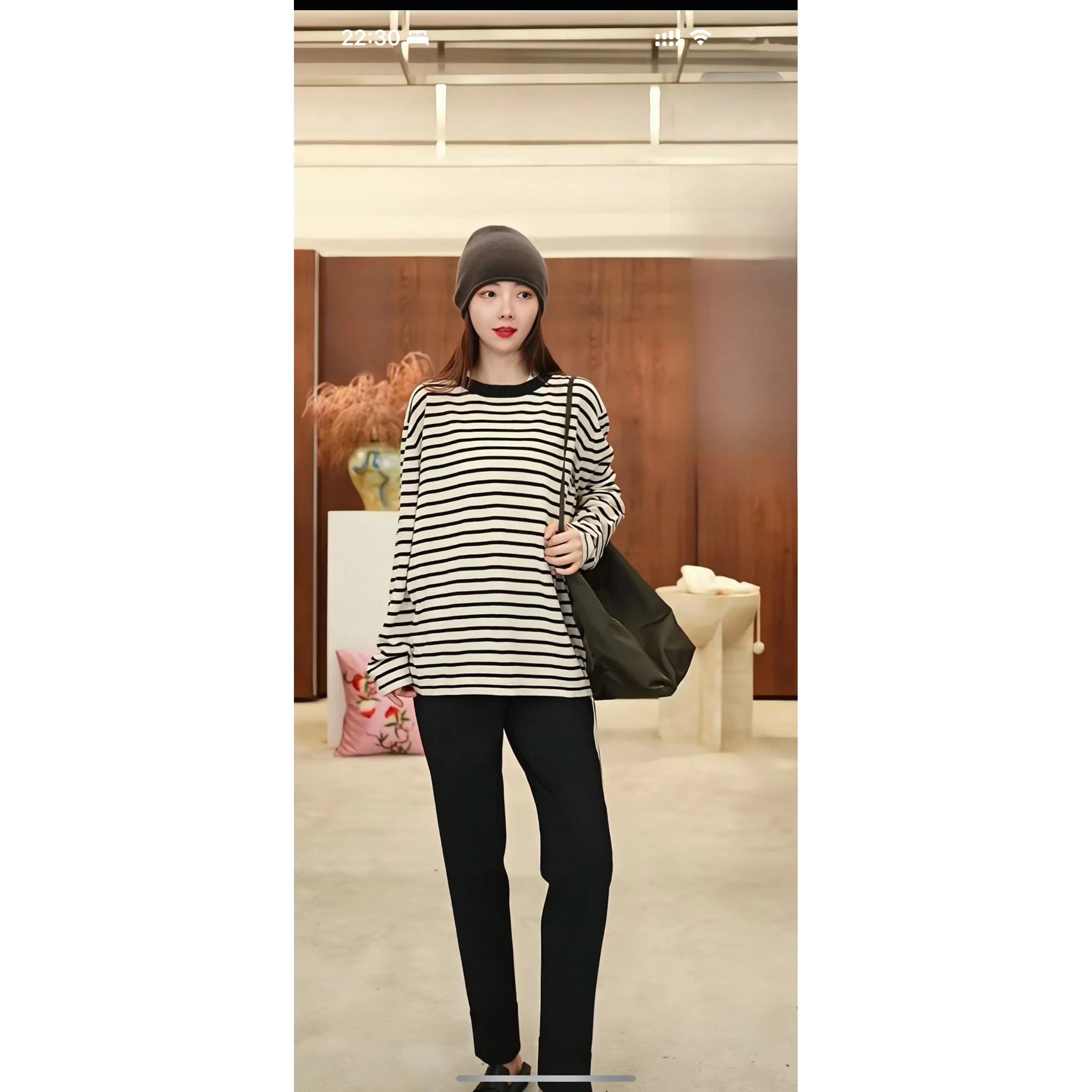 

Long Sve T-irt Mixed Weave Striped Linen Casual Loose Fit Women's Faion Autumn 2025 Cotton 50% Linen 50%