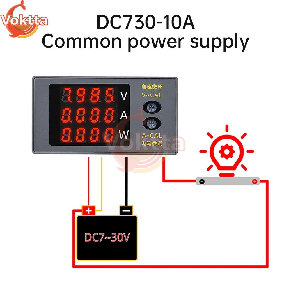 Imagem -04 - Voltímetro Digital e Amperímetro Medidor de Potência Wattímetro Tensão Corrente Tester Detector Dígitos dc 0100v 10a 1000w Dc730