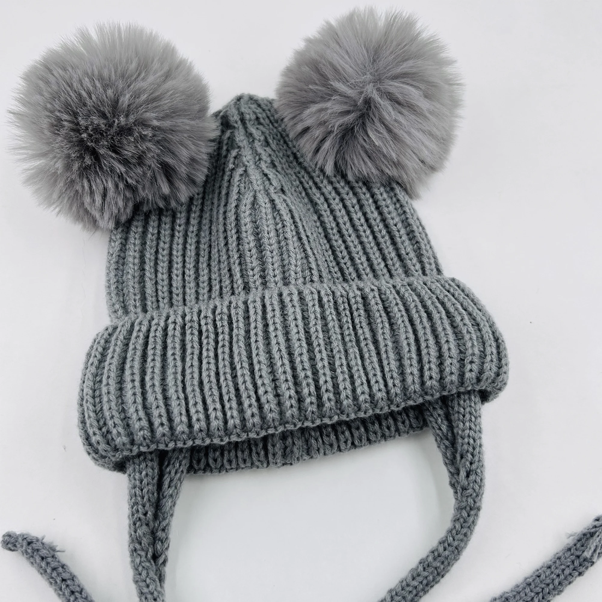 Pompom Winter Baby Hoedjes Schattige Mutsen Petten Beer Oorbescherming Gebreide Jongens Meisjes Headwraps Warm Kids Gehaakte Baby Kind Hoofddeksels