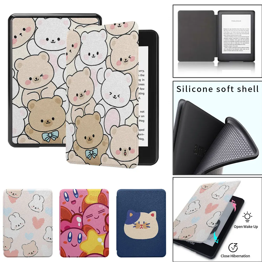 kindle case cute teddy bear pattern paperwhite4th 5th Silicone soft shell  funda 2021 11th  8th generation