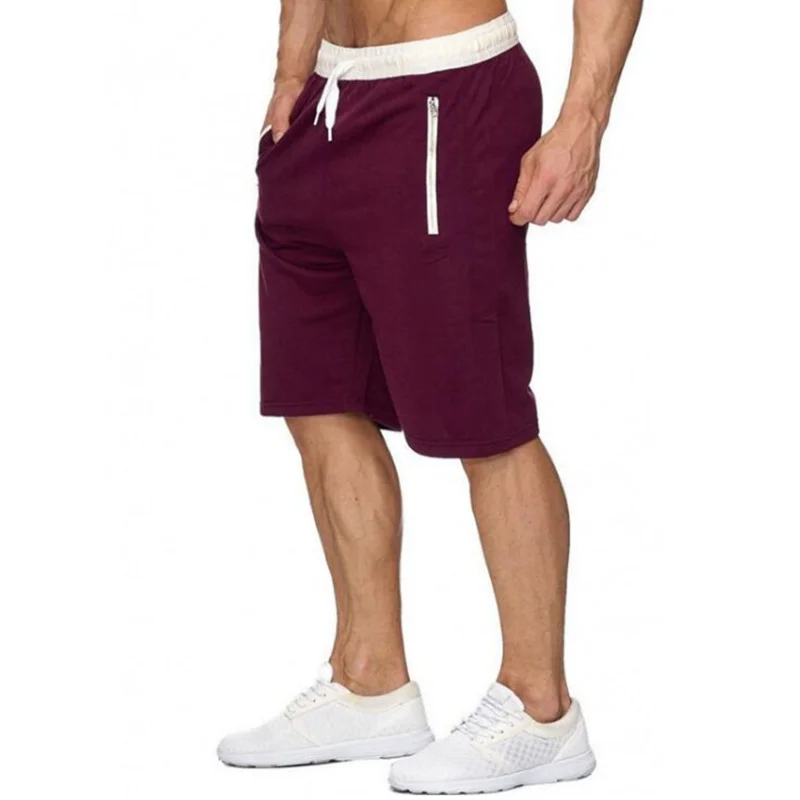 Mens Sports Pocket Solid Drawstring Board Trunk Beach Short Pants Shorts Summer Thin Trousers Zippered Pocket Loose Sweatpants