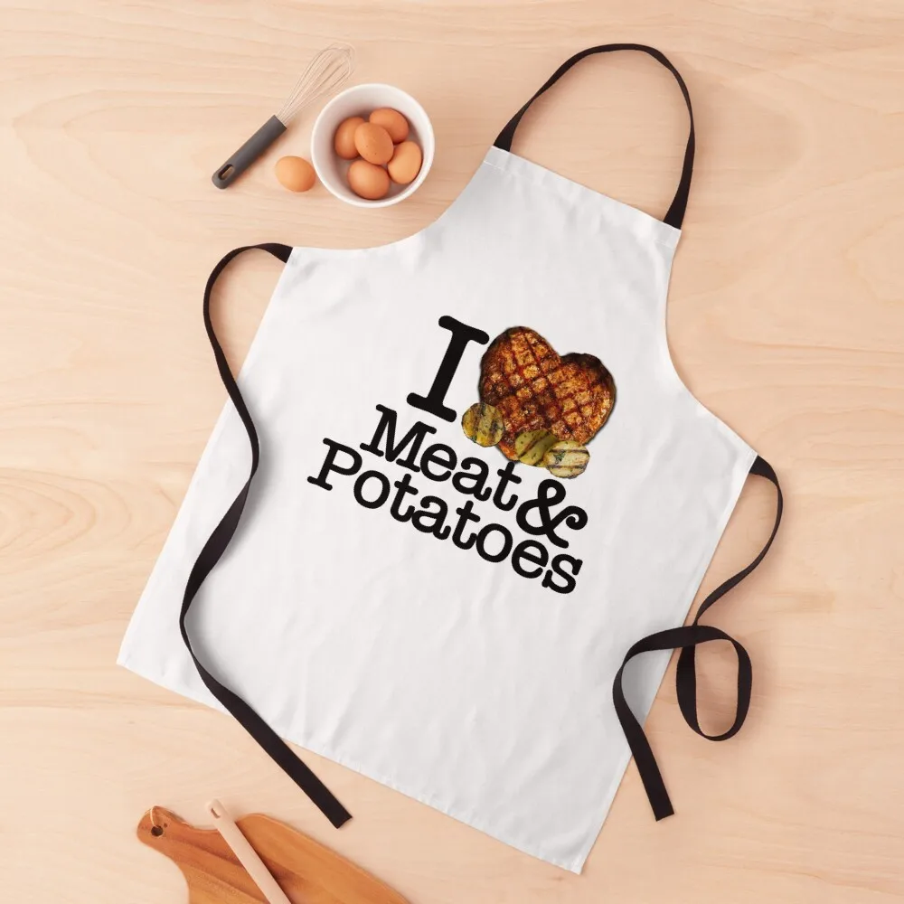 

I Love (Heart) Meat and Potatoes Apron Kids For Home Accessories Woman Work Apron