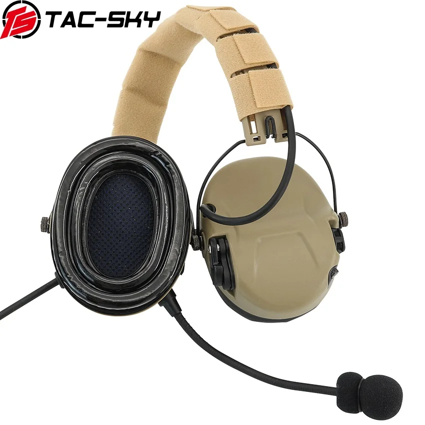 TS TAC-SKY H301 Modular Tactical Headset Silicone EarMuffs Noise Canceling Pickup Shooting Ear Protection Walkie Talkie  Headset