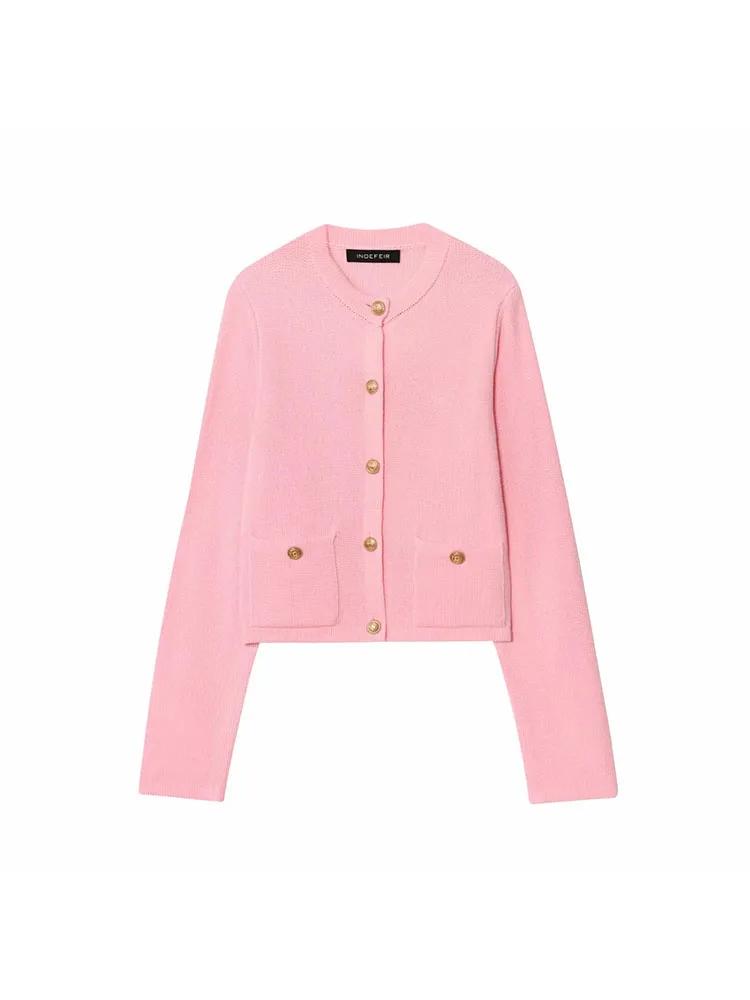 Women Autumn Knitted Cardigan Coat Vintage Burgundy Single Breasted Long Sleeve O Neck Sweater Female Elegant Slim Outwear