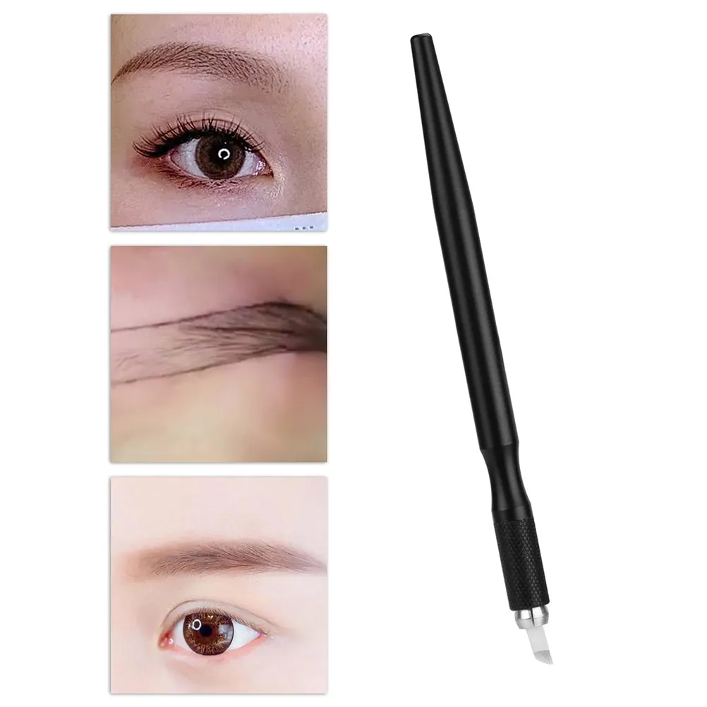 Microblading Pen Aluminum Alloy Eyebrow Tattoo Tool Portable Manual Needle Holder for Brow Styling