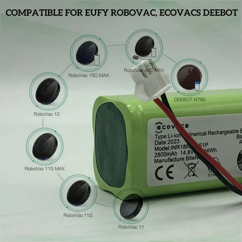 4s1p 14.8V 2800mAh Battery For eufy RoboVac 15C 15T 25C 30 30C 35C MAX G10 G15 G20 G30 Hybrid Edge Robot Vacuum Cleaner Parts