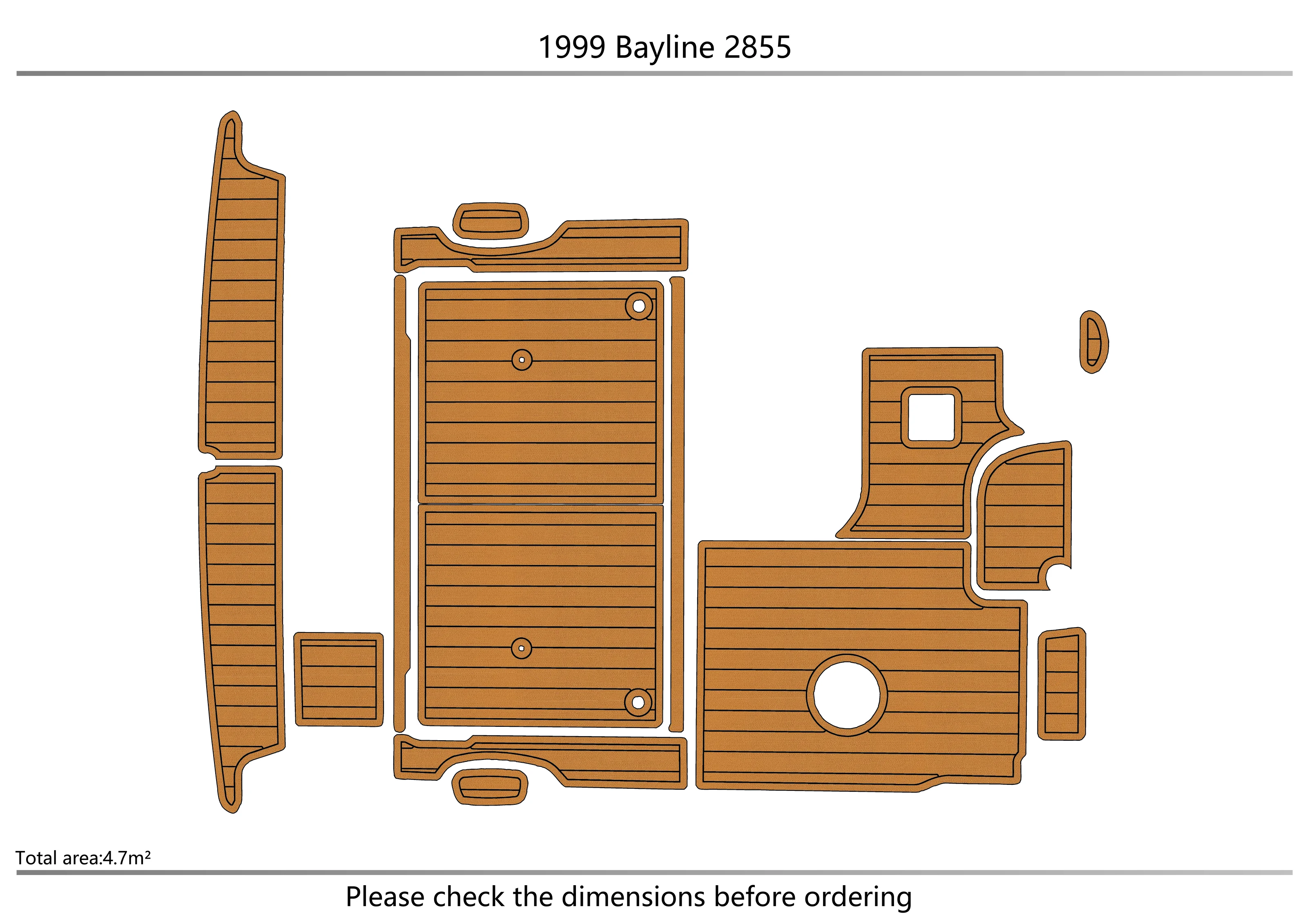 Eva foam Fuax teak seadek marine floor For 1997-2002 Bayline 2855 Cockpit Swim platform 1/4