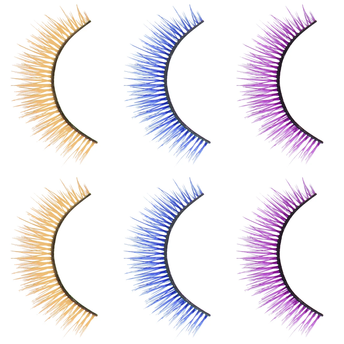 

3D Multilayer Colored False Eyelashes Reusable Halloween Cosplay Party Performance Fake Lashes For Women Yellow Purple