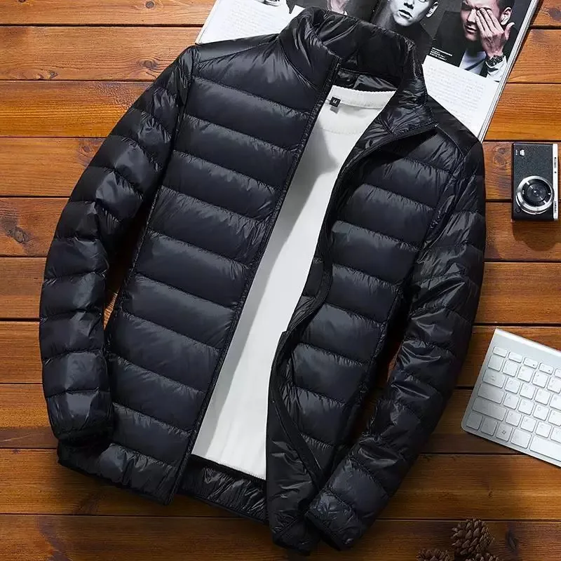 Ultra-Thin down Cotton Jacket Short Style Men's Autumn Winter New Korean Version Trendy Stand Collar Youth Lightweight Outerwear