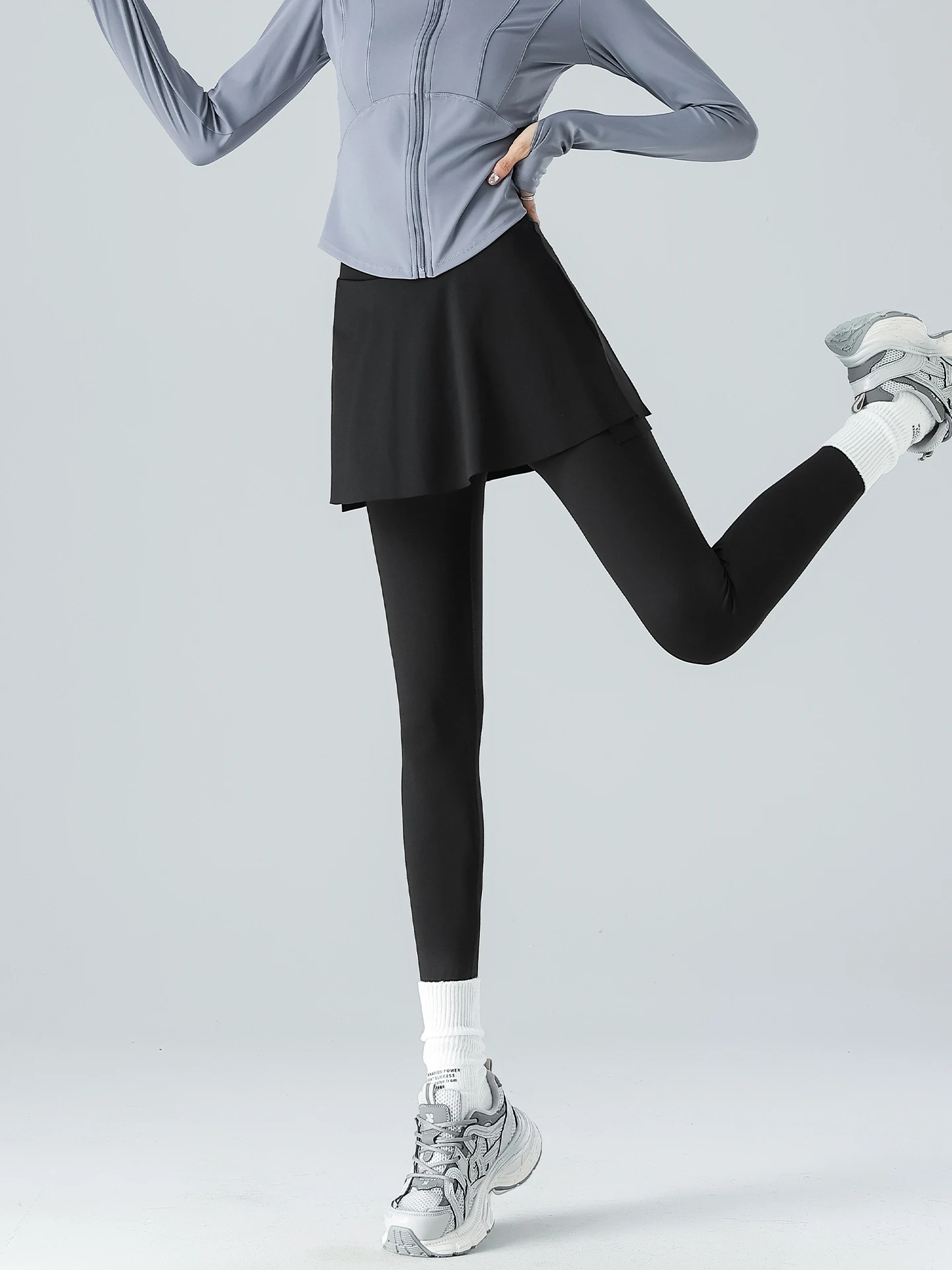 Hoge taille fitn broek dames sportrok hoge taille anti-licht hardloopkleding badminton orm qui droge yoga rokbroek