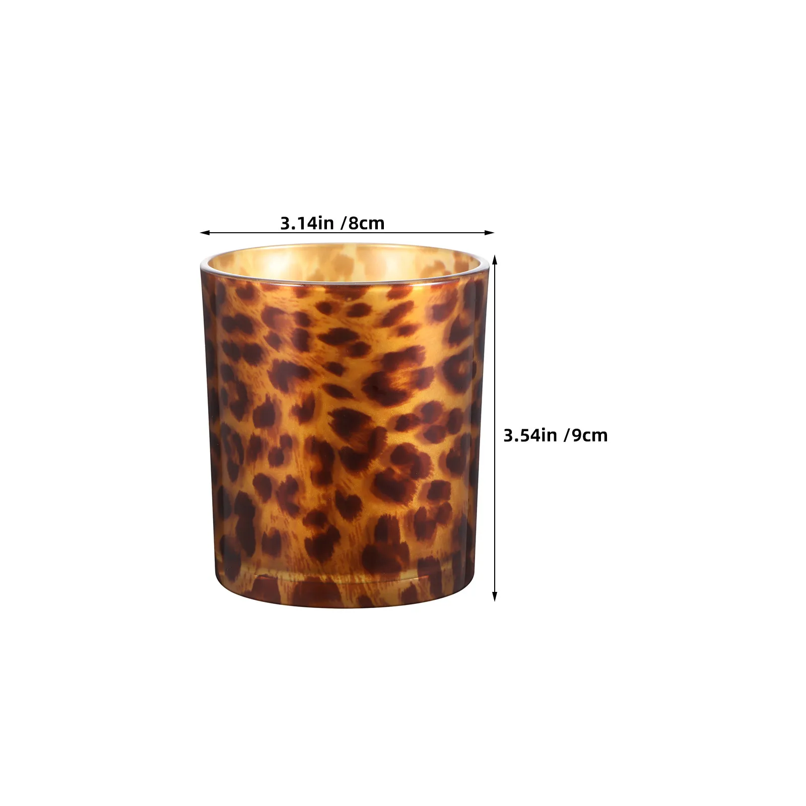 2Pcs Glass Leopard Print Tealight Holders Stylish Animal Pattern Votive Cups for Valentine Holiday Home Bar Desk Decor