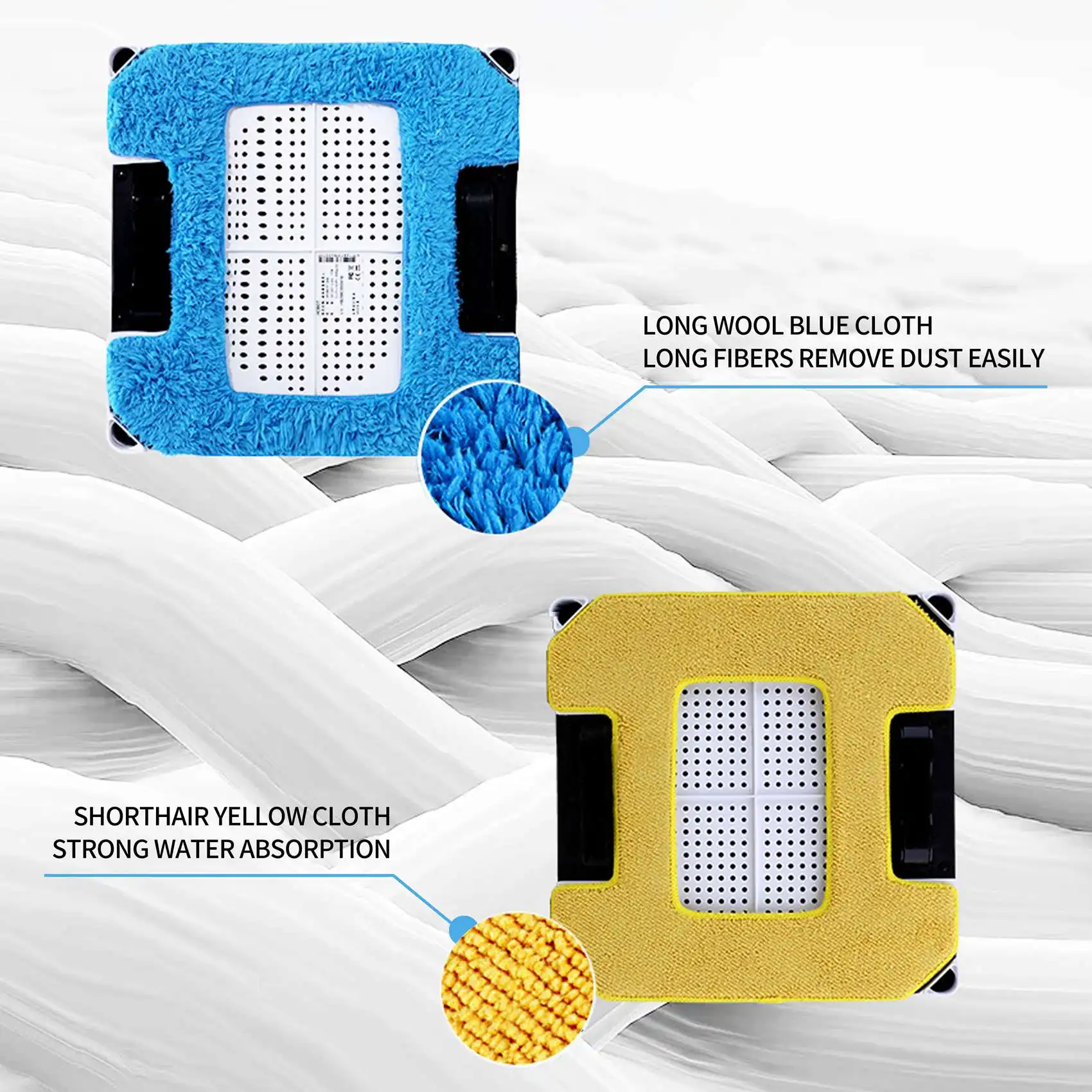 

A84X-Rubbing Mop Pads For Hobot 298 Window Cleaning Robot Robot Accessories Rag Premium Microfiber Material Wet Cleaning+Dry