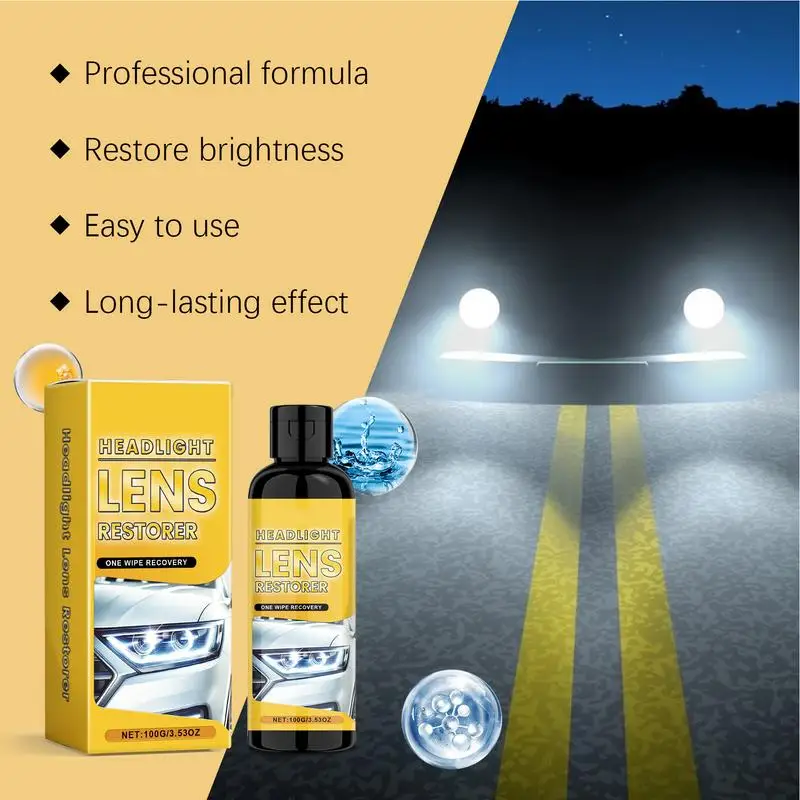 Headlight Restoration Auto Light Lens Polishing Paste Car Long-Lasting Effective Headlight Repair Restorer Liquid With Sponge