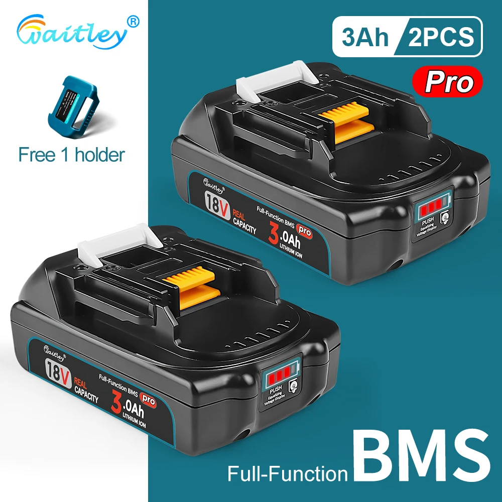 Waitley Battery Pro voor Makita 18V elektrisch gereedschap Oplaadbare batterijen met Samsung-cellen / vervangende BL1860 gereedschapsaccessoires