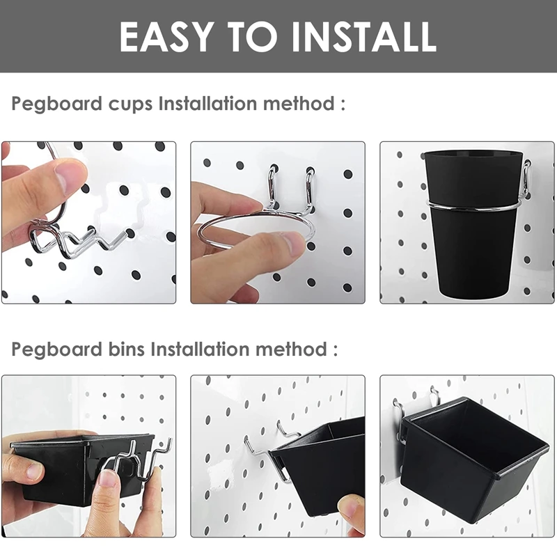 أكواب Pegboard مع تشكيلة خطافات ، صناديق Pegboard ، حامل أكواب لتنظيم ، 6 مجموعات