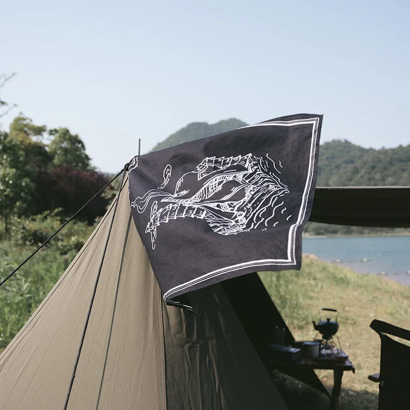 Naturehike Hiking Camping Headscarf Multi-purpose Mask Handkerchief Printed Headscarf Atmosphere pattern small square Towel