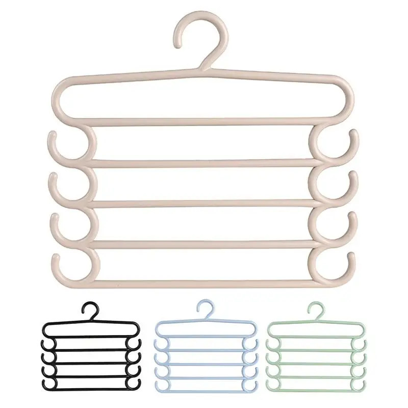 5 Tier Multi Layer Pants Hangers Space Saving Closet Organizer Hangers Scarf Jeans And Legging Organizer And Storage For Dorm