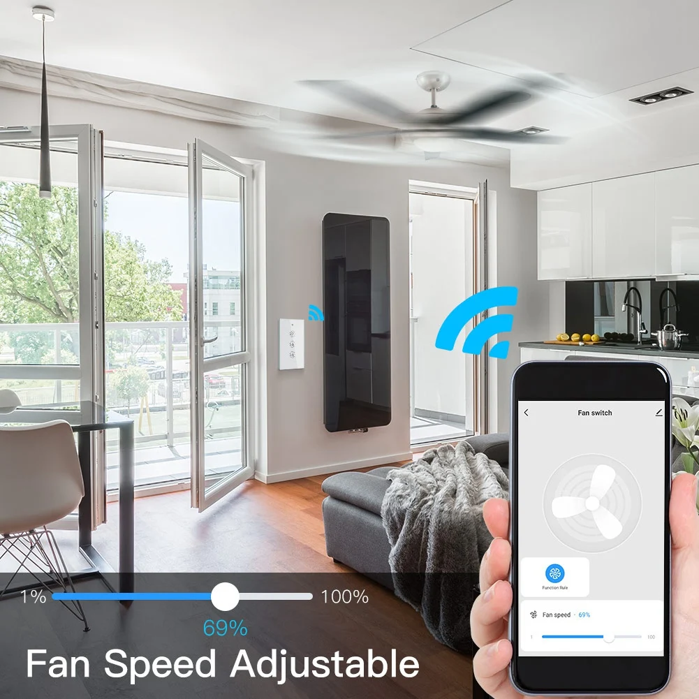 

Умный переключатель BMBY-Wifi Smart Life/Tuya APP, дистанционное управление различной скоростью для Alexa и Google Home, ЕС