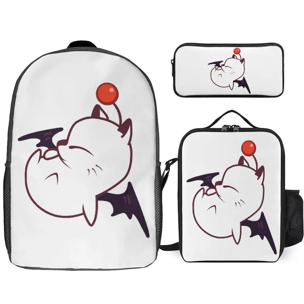 Final Fantasy Moogle Kupo  For Sale Firm Comfortable Infantry Pack 3 in 1 Set 17 Inch Backpack Lunch Bag Pen Bag Summer Camps Pr