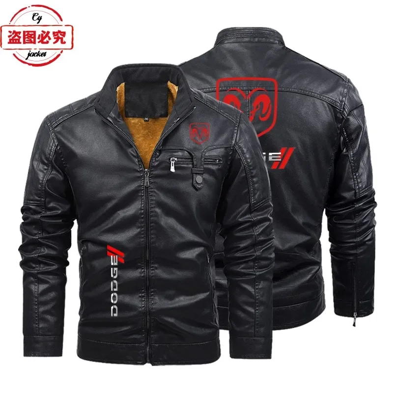 

Car Logo Printed Retro Washed PU Leather Jacket Solid Color Jacket Windproof and Warm Men's Car Jacket Team Racing Suit