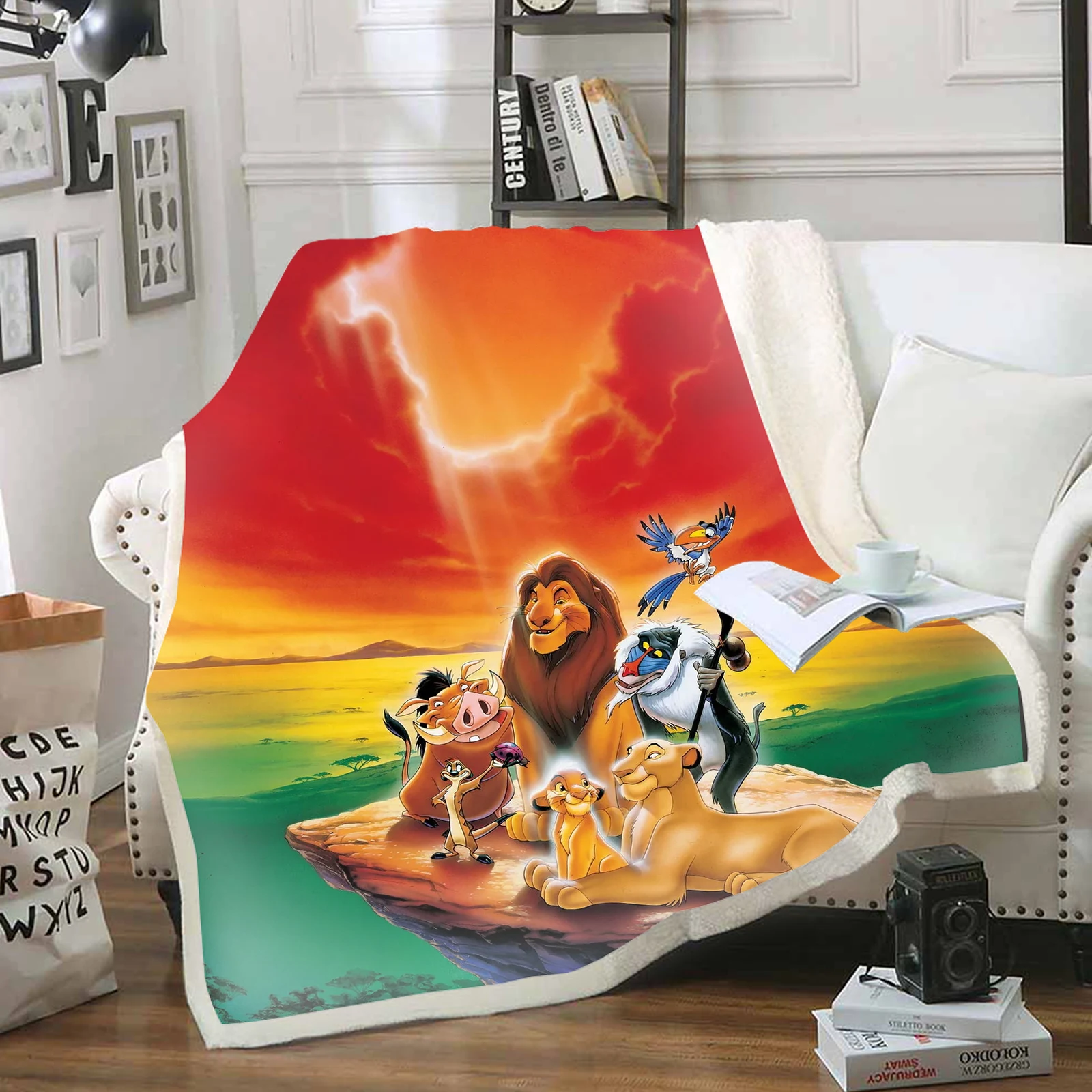 Disney Lion King บ้านพิมพ์ผ้าห่มอะนิเมะ Furry เด็กขนาดหรูหราเตียงขนแกะผ้าห่มโพลีเอสเตอร์ 100%