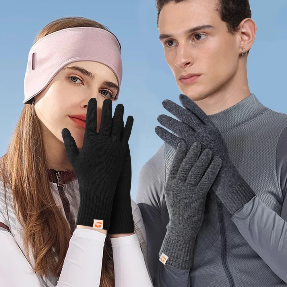 Winter Warm Gloves Touch Screen Sport Ski Cycling Running Camping Hiking Outdoor Snowboard Soft Windproof Wool Mittens Men Women