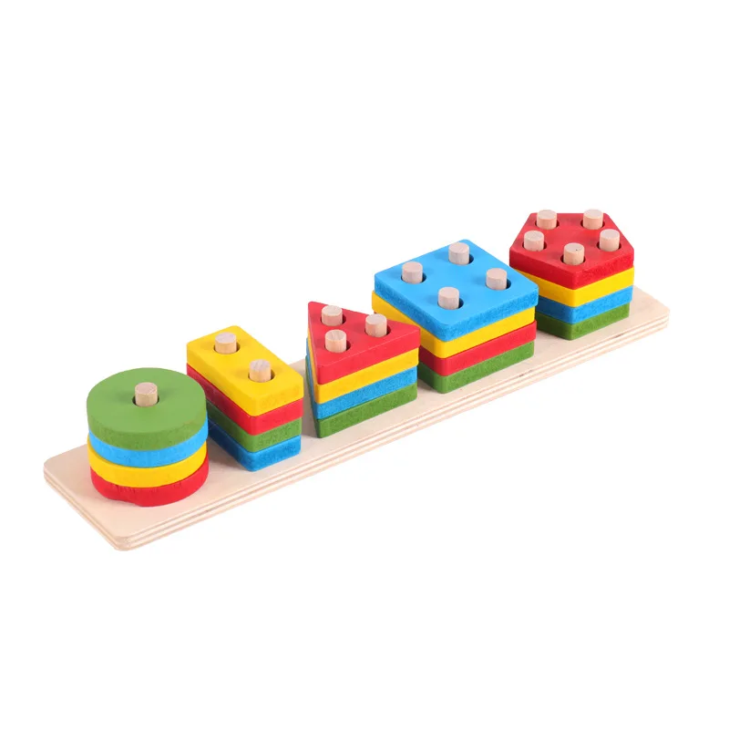 Montessori Wooden Educational Toys Children Geometric Shape Color Sorter Block Puzzles Toddler Sorting Math Bricks Stacking Toys
