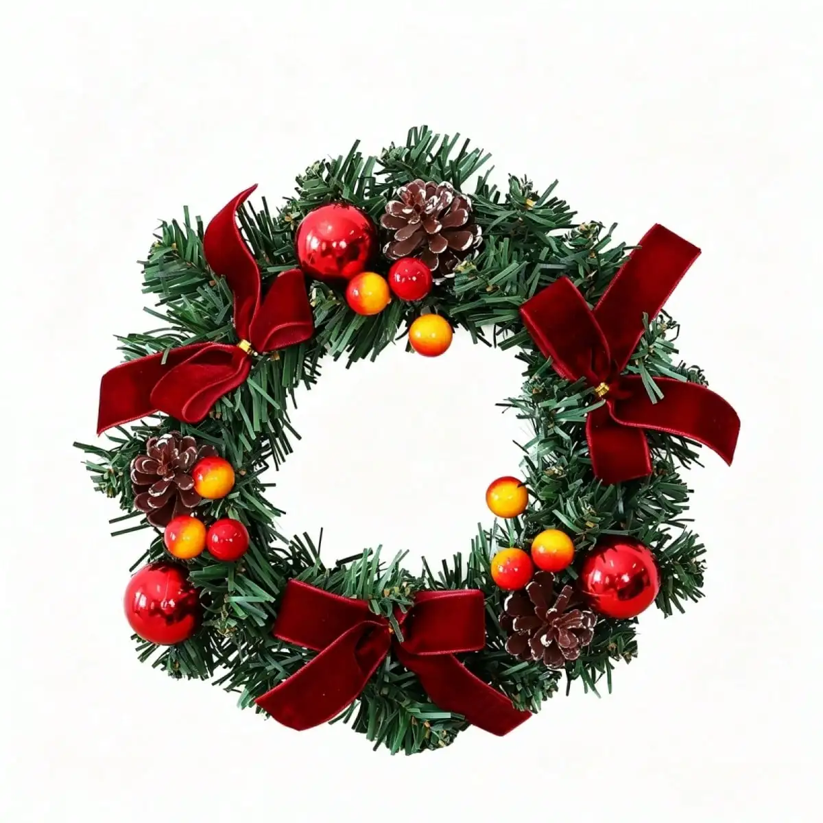 Christmas Door Wreath Rustic Red Berry Pinecone Wreath Front Door Hanger