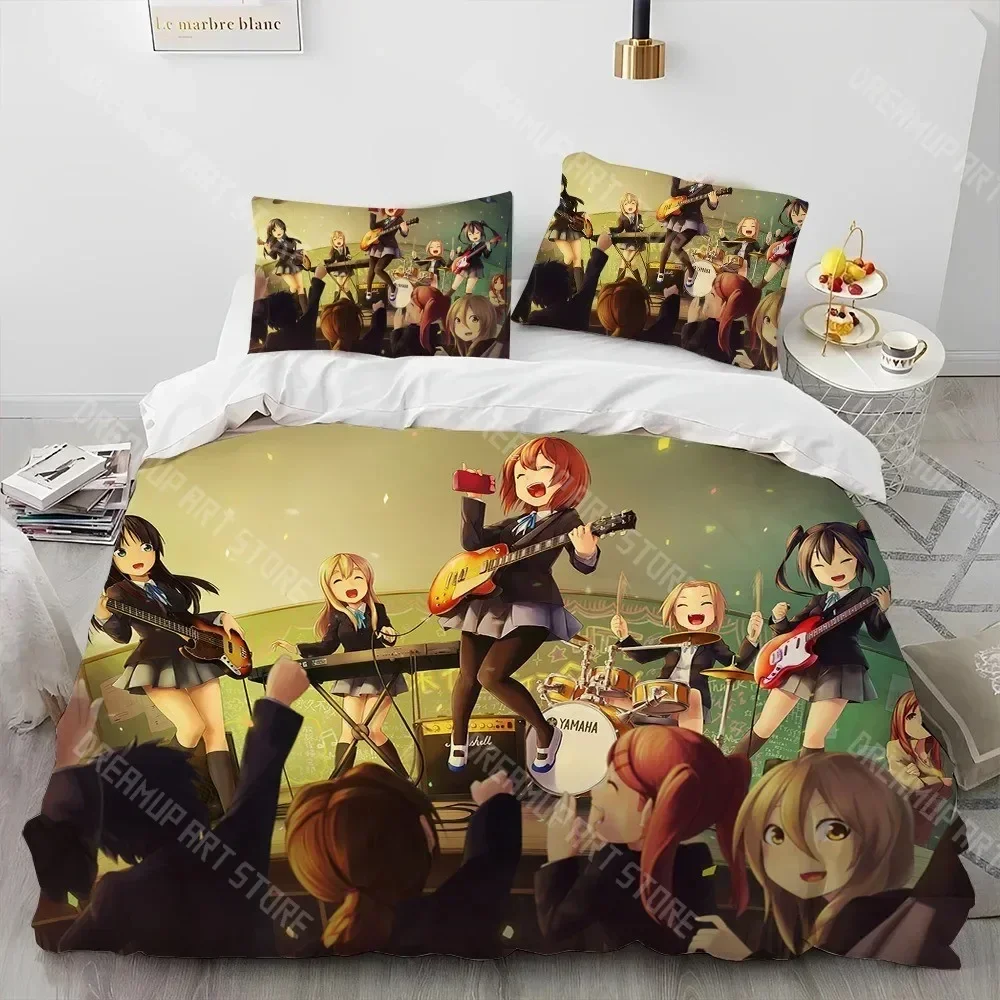 2026 3D K-ON Cartoon Cute Lolita Kawaii Girls Comforter Bedding Set,Duvet Cover Bed Set Quilt Cover Pillowcase,Queen Size Beddin
