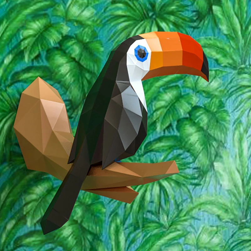 Toucan 3D DIY Paper Model Birds Animal Papercraft Home Decor Wall Decoration Puzzles Educational Toys For Children Kids