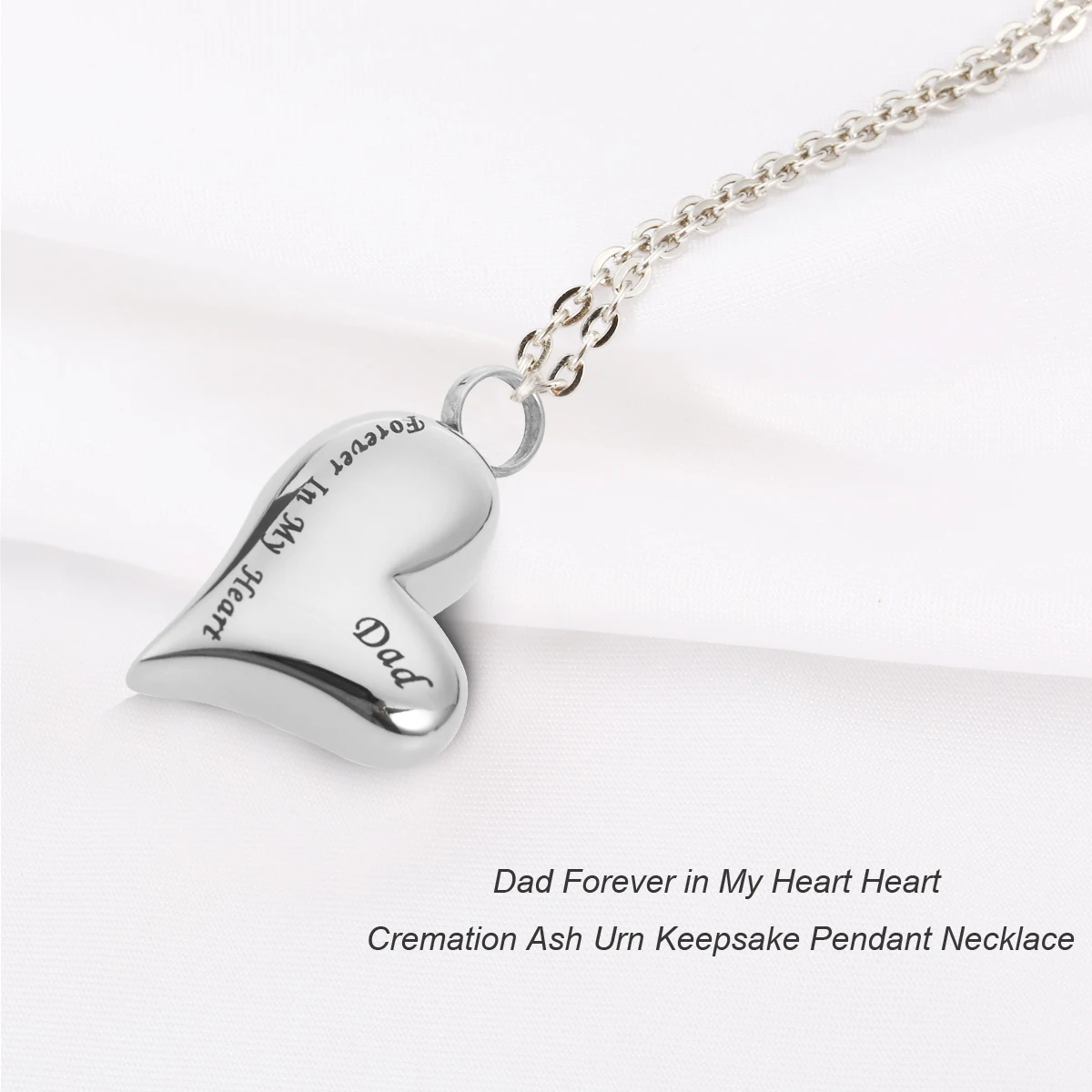 

Anti-Rust Heart Cremation Ash Urn Pendant Necklace with Dad Forever Love in My Heart Jewelry Keepsake