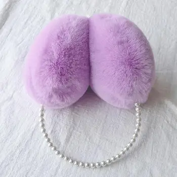 Warme Plüsch-Ohrenschützer, stilvolle Plüsch-Winter-Ohrenschützer für Mädchen und Frauen, weiche, pelzige Ohrabdeckungen mit Kunstperlen, modisches Outdoor-Ohr